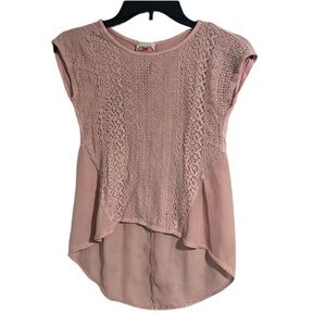 Forever Girl Sleeveless Pink Lace High Low Tunic Size 14/16